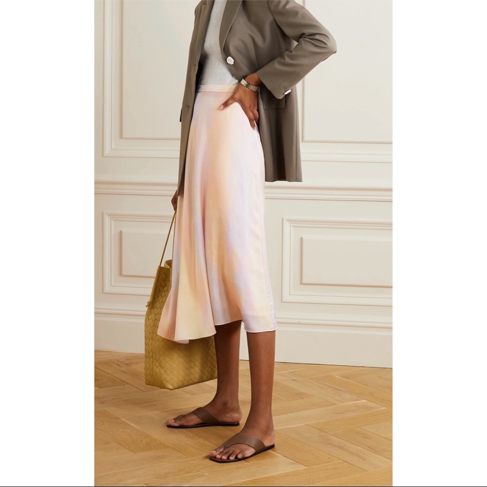 Vince Rainbow Drape Silk Midi Skirt NWT